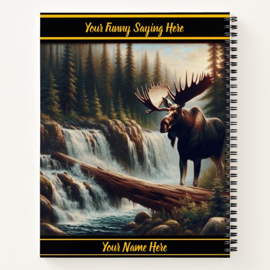 Majestätische Elche durch einen ruhigen Wasserfall Notizblock (Rückseite)