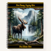 Majestätische Elche durch einen ruhigen Wasserfall Notizblock (Vorderseite)