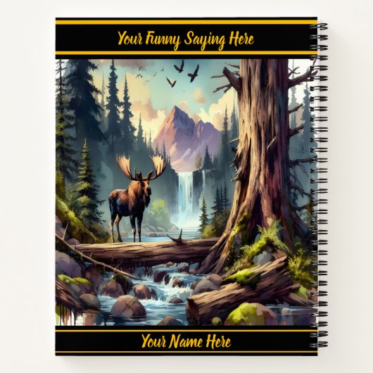 Majestätische Elche durch einen ruhigen Wasserfall Notizblock (Rückseite)