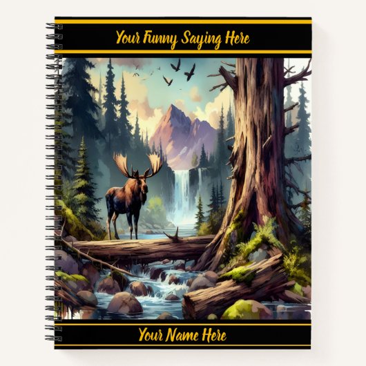 Majestätische Elche durch einen ruhigen Wasserfall Notizblock (Vorderseite)