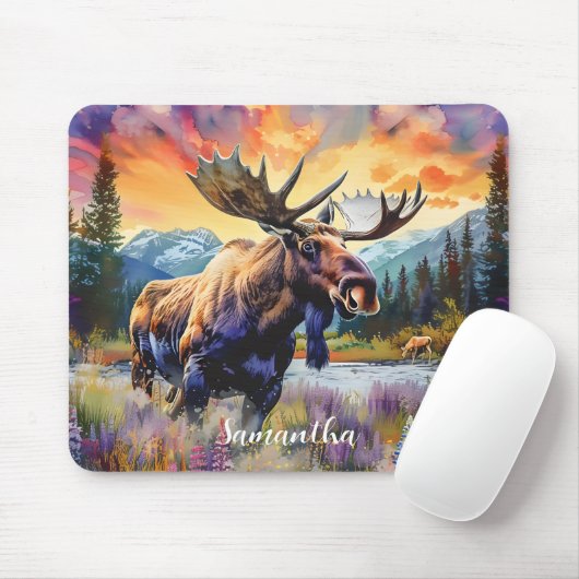 Majestätische Elche in den Bergen Mousepad (Mit Mouse)