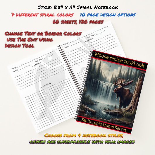 Majestätische Elche neben einem ruhigen Wasserfall Notizblock