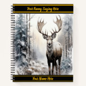 Majestätische Elche stehend in einem schneebedeckt Notizblock (Vorderseite)