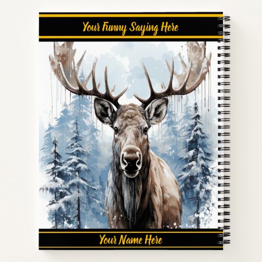 Majestätische Elche stehend stolz in einem Schneew Notizblock (Rückseite)