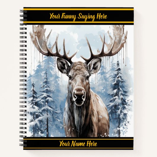 Majestätische Elche stehend stolz in einem Schneew Notizblock (Vorderseite)