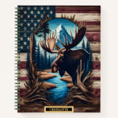 Majestätische Elchsichel durch einen rustikalen Wa Notizblock (Vorderseite)