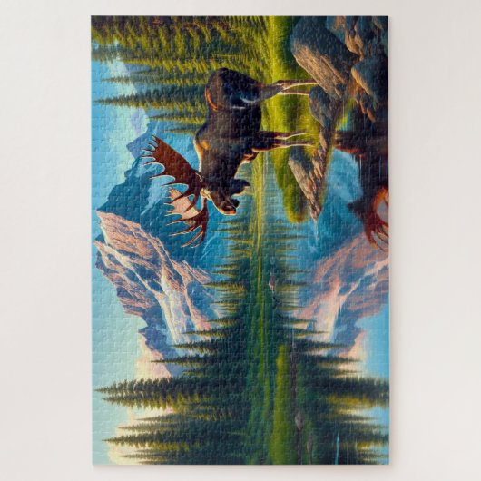 Majestätische Elchspitzen, Berggipfel Puzzle (Vertikal)