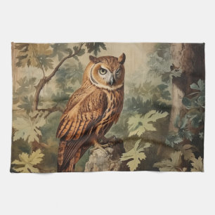 Majestätische Eule in einem Wald Geschirrtuch