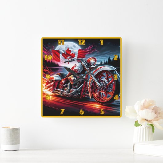 Majestätische Fahrt unter dem kanadischen Nachthim Quadratische Wanduhr (Zuhause)