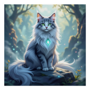 **Majestätische Fantasiekatze mit mystischer Aura Poster