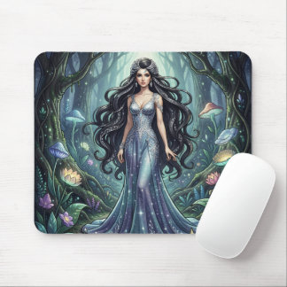 Majestätische Frau mit silbernem Kleid Mousepad