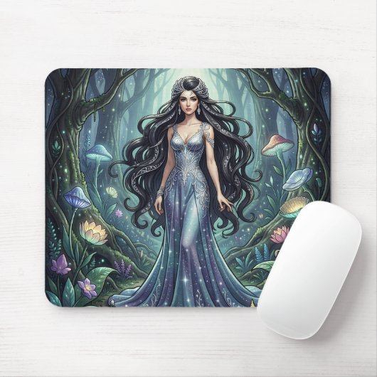 Majestätische Frau mit silbernem Kleid Mousepad (Mit Mouse)