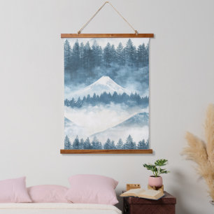 Majestätische Gipfel - Berg für Naturliebhaber (3) Wandteppich Mit Holzrahmen