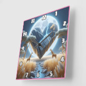 Majestätische Giraffen unter einem strahlenden Him Quadratische Wanduhr (Winkel)