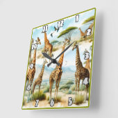 Majestätische Giraffen weiden unter der afrikanisc Quadratische Wanduhr (Winkel)