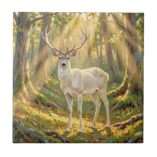 Majestätische Goldene Waldhirschmalerei Fliese