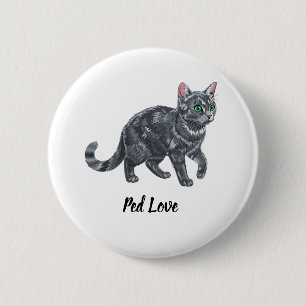 Majestätische graue getigerte Katze mit grünen Aug Button