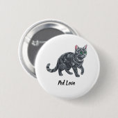 Majestätische graue getigerte Katze mit grünen Aug Button (Vorne & Hinten)