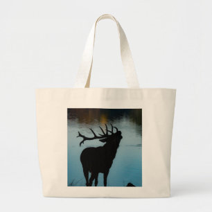 Majestätische Hirsch-Silhouette-Baumwoll-Tasche -  Jumbo Stoffbeutel