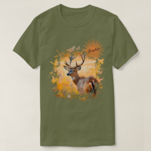 Majestätische Hirsche auf einem Feld mit Wildblume T-Shirt