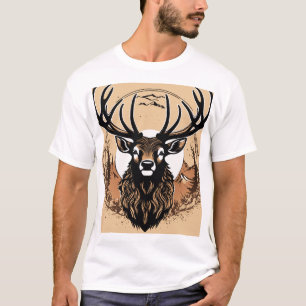 Majestätische Hirschkopf-Wildnis-Kunst. T-Shirt