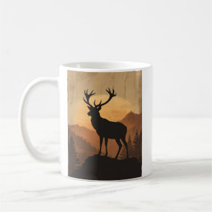 Majestätische Hirschsilhouette bei Sonnenuntergang Kaffeetasse