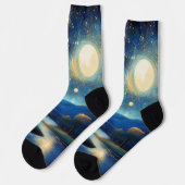 Majestätische Hütte unter Mond Socken (Linkes Detail)