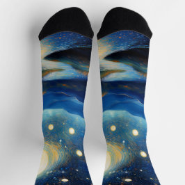 Majestätische Hütte unter Mond Socken