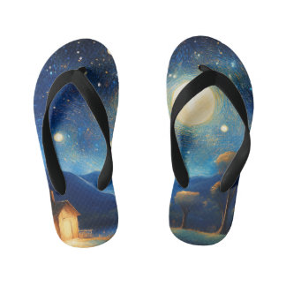 Majestätische Hütte unter Moon Flip Flops Kinderbadesandalen