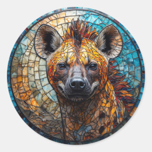 Majestätische Hyäne Glasmosaik-Kunst Runder Aufkleber