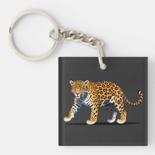 Majestätische Jaguar-Illustration mit lebendigem F Schlüsselanhänger
