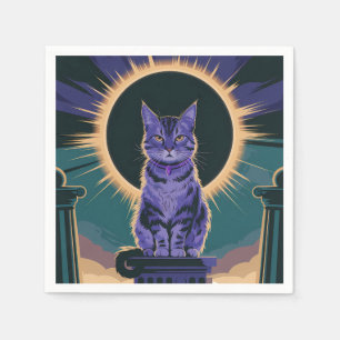 majestätische Katze, die unter einer Sonnenfinster Serviette