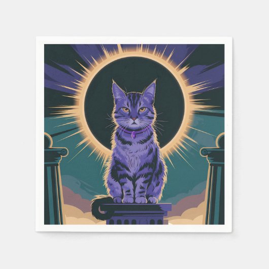 majestätische Katze, die unter einer Sonnenfinster Serviette (Vorderseite)