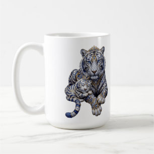 Majestätische königliche juwelenbesetzte weiße Tig Kaffeetasse