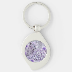 Majestätische königliche violette Juwelen-Leopard- Schlüsselanhänger