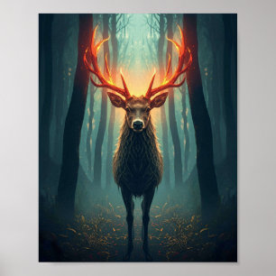 Majestätische leuchtende Hirsch-Wandkunst – Mystis Poster