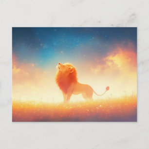 Majestätische Löwen Sternenklarer Sonnenuntergang  Postkarte