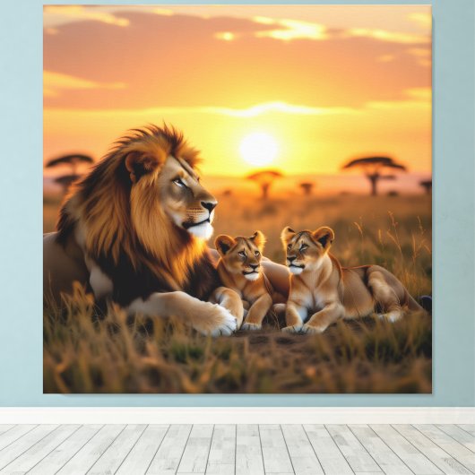 Majestätische Löwenfamilie  Leinwanddruck (Insitu (Holzboden))
