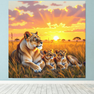 Majestätische Löwenfamilie Leinwanddruck