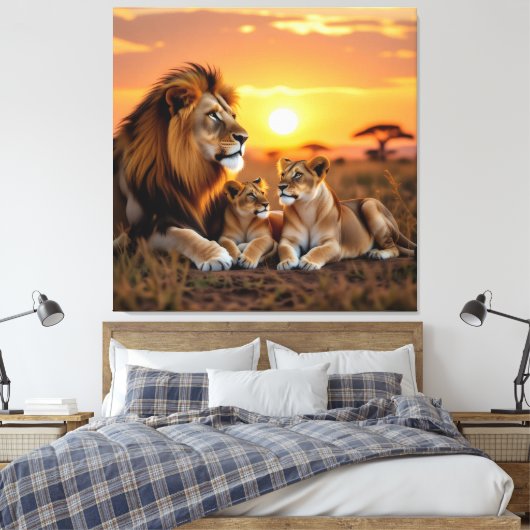 Majestätische Löwenfamilie Leinwanddruck (Insitu (Schlafzimmer))