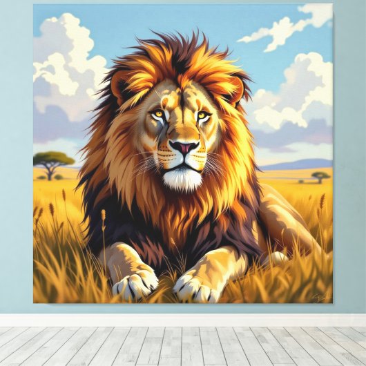 Majestätische Löwenfamilie Leinwanddruck (Insitu (Holzboden))