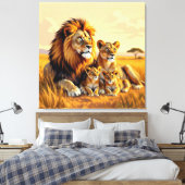 Majestätische Löwenfamilie  Leinwanddruck (Insitu (Schlafzimmer))