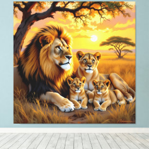 Majestätische Löwenfamilie Leinwanddruck