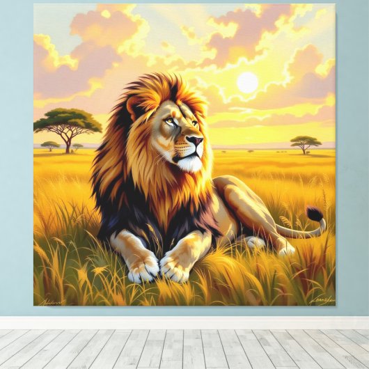 Majestätische Löwenfamilie  Leinwanddruck (Insitu (Holzboden))