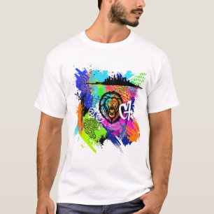 Majestätische Löwenmalerei – Farbige Löwenillustra T-Shirt