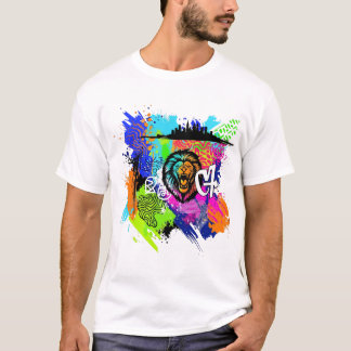 Majestätische Löwenmalerei – Farbige Löwenillustra T-Shirt