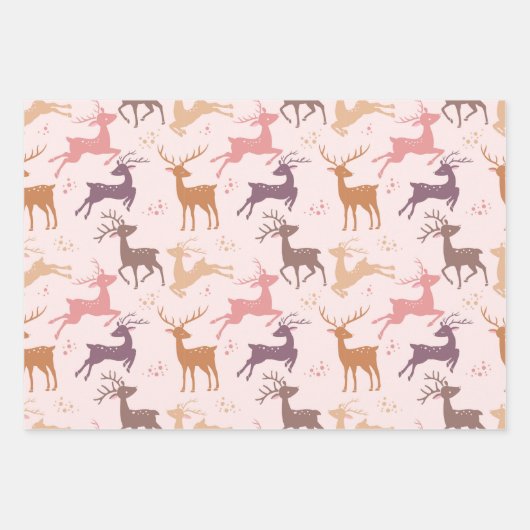 Majestätische Momente: Hirsche und Fauna verzauber Geschenkpapier Set (Vorderseite)