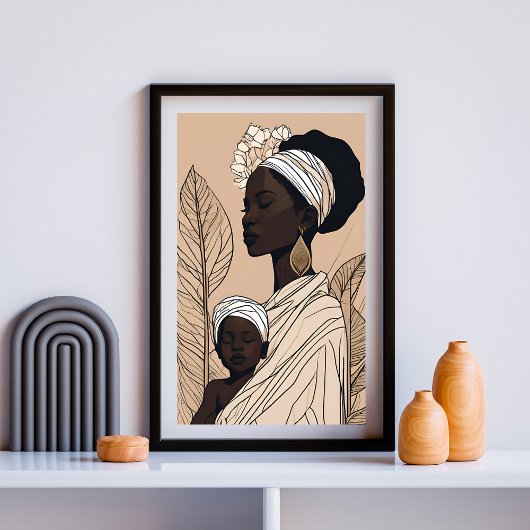Majestätische Mutter-Kind Afrozentrische Kunst Poster