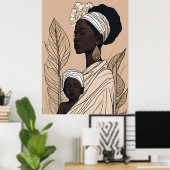 Majestätische Mutter-Kind Afrozentrische Kunst Poster (Heimbüro)