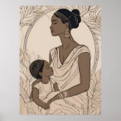 Majestätische Mutter- und Tochter-Linienkunst Poster (Vorne)